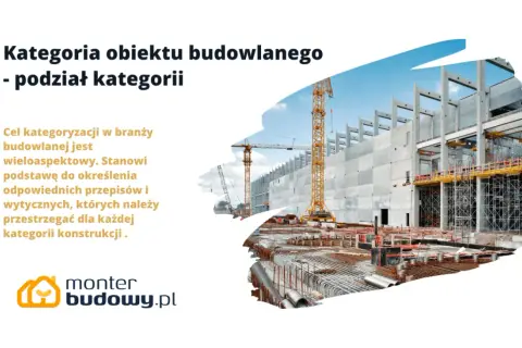 Budowa obiektu budowlanego z dźwigami i zbrojeniem. Polska klasyfikacja obiektów budowlanych określa zasady dla każdej kategorii konstrukcji.