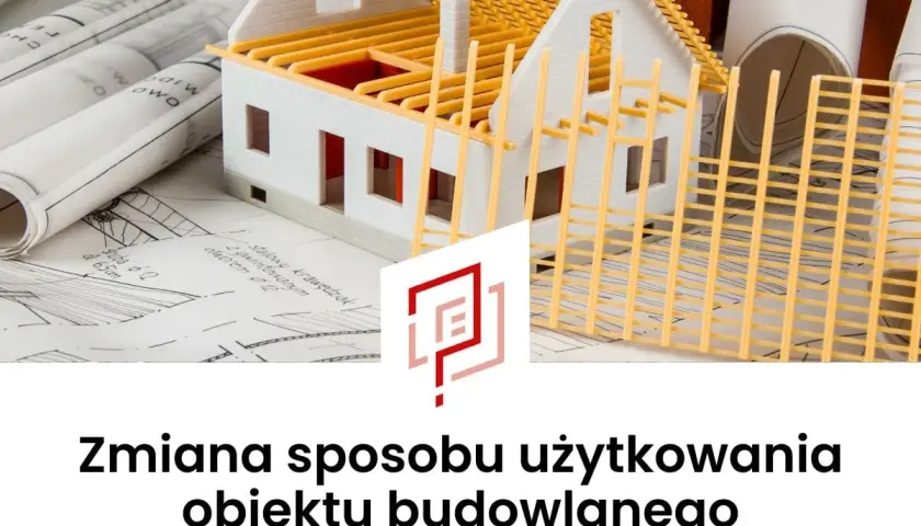 Model domu na planach architektonicznych symbolizuje zmianę sposobu użytkowania obiektu budowlanego.