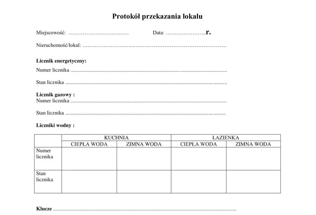 Protokół odbioru mieszkania wzór